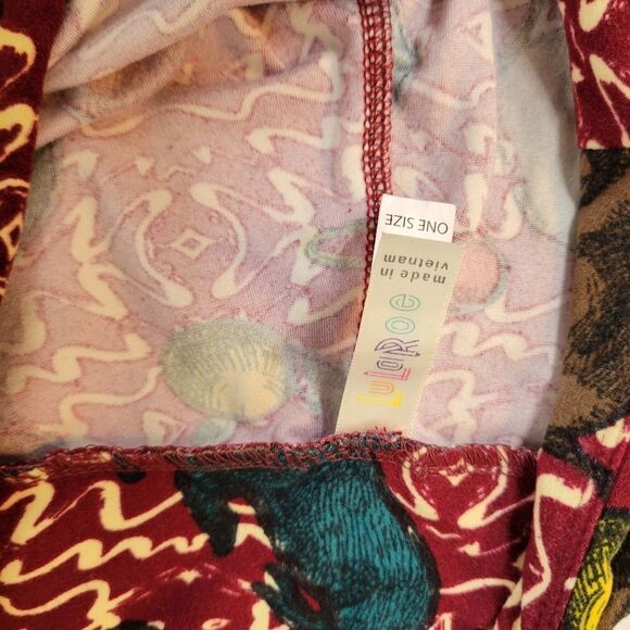 Lularoe Burgundy Circus Elephants Leggings - Picture 7 of 7